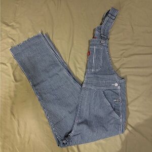 Dickies Navy and White Striped Women’s Denim Overalls